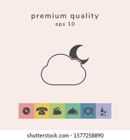 Cloud moon symbol - icon. Graphic elements for your design