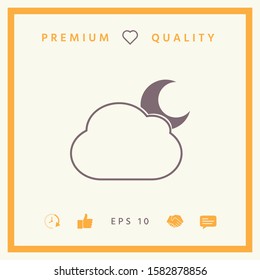 Cloud moon symbol - icon. Graphic elements for your design