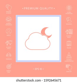 Cloud moon symbol - icon. Graphic elements for your design