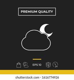 Cloud moon symbol - icon. Graphic elements for your design