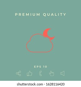 Cloud moon symbol - icon. Graphic elements for your design