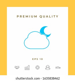 Cloud moon symbol - icon. Graphic elements for your design