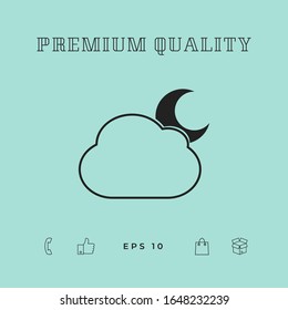 Cloud moon symbol - icon. Graphic elements for your design