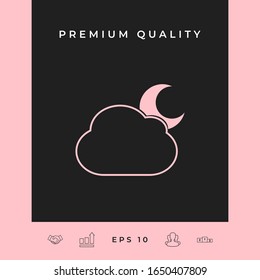 Cloud moon symbol - icon. Graphic elements for your design