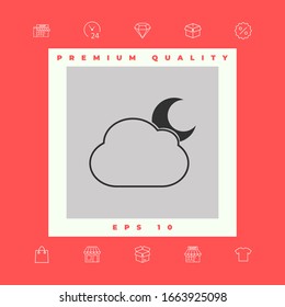 Cloud moon symbol - icon. Graphic elements for your design