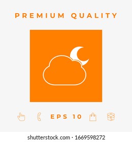 Cloud moon symbol - icon. Graphic elements for your design