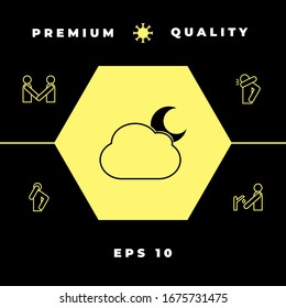 Cloud moon symbol - icon. Graphic elements for your design
