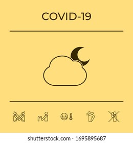 Símbolo de la luna nubosa - icono. Elementos gráficos para el diseño