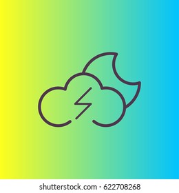 Cloud moon thunder icon vector