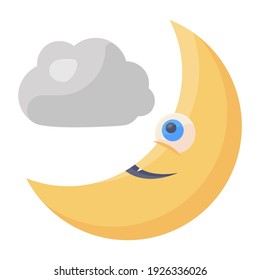 
Cloud and  moon, trendy icon design of night 