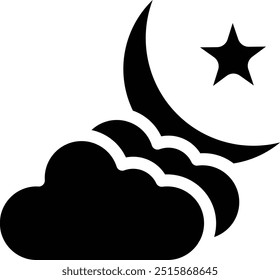 Cloud And Moon Vector Icon Design Illustration