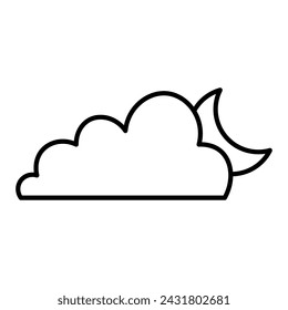 Cloud and moon weather icon, digital art illustration