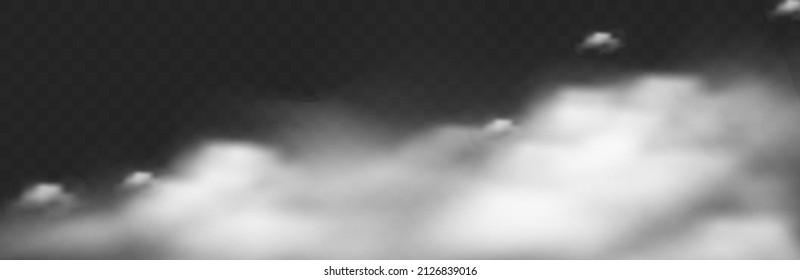 Cloud motion effect on horizontal banner. Realistic textured spray backdrop.