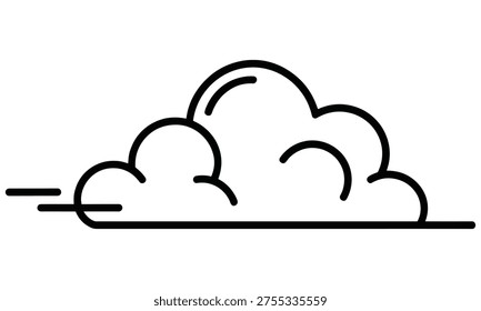 Cloud with motion lines indicating movement and speed floats effortlessly in the air.