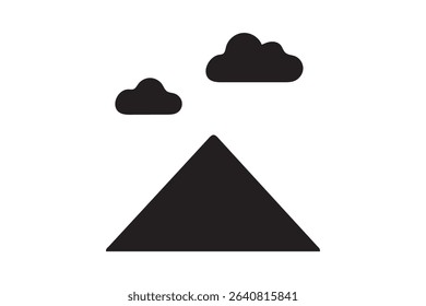 Cloud and mountain icon black silhouette vector illustration on white background