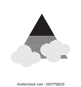 Cloud and mountain symbols as design elements or graphic sources