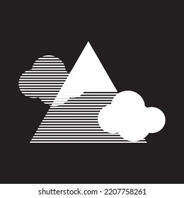 Cloud and mountain symbols as design elements or graphic sources