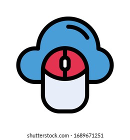 cloud mouse vector flat color icon 