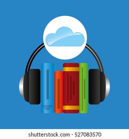 cloud music concept audio books graphic vector illustration eps 10