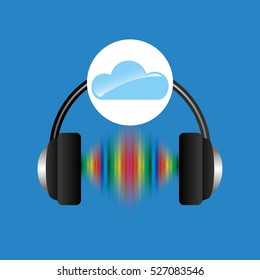cloud music concept headphones frequency vector illustration eps 10