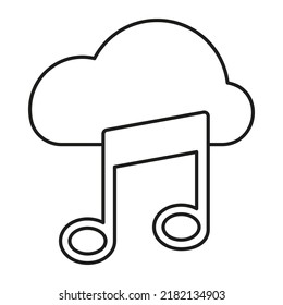 Icono de línea de concepto de música en nube. Ilustración de elemento simple. Diseño de símbolos de contorno de concepto de música en la nube a partir del conjunto de música. Se puede usar para web y móvil con fondo blanco