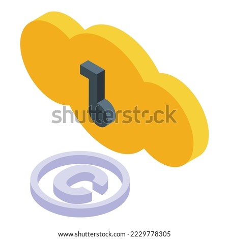 Cloud music copyright icon isometric vector. Law protection. Digital protection