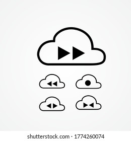 cloud music data storage vector illustration. music button on cloud illustration, such as play, stop, pause, forward, backward and record