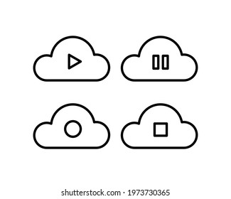 cloud music data storage vector illustration. music button on cloud illustration, such as play, stop, pause, forward, backward and record.