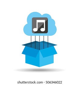 cloud music download connected design vector illustration
