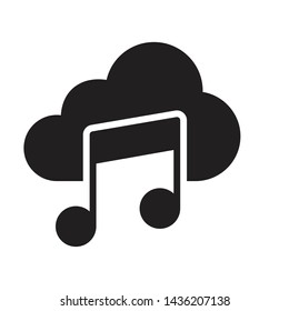 cloud music glyph flat vector icon