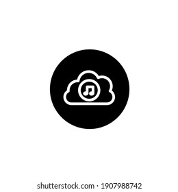 Cloud music icon in black round style. Vector icon pixel perfect