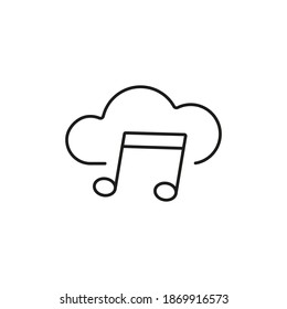 icono de música en la nube de icono de música para concepto móvil y aplicaciones web. Icono de música en nube de línea delgada se puede usar para web y móvil. Icono premium sobre fondo blanco