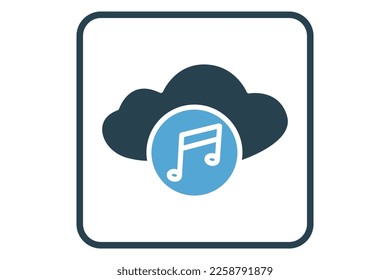 Cloud music icon illustration. icon related to music player. Solid icon style. Simple vector design editable