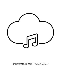 Icono de música en la nube en estilo de línea
