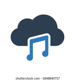 icono de música en la nube - icono de canción en la nube	