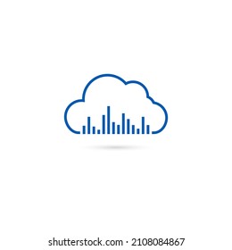 Icono de música en nube con líneas de ecualizador de sonido. 
Aislado sobre fondo blanco. Ilustración vectorial, eps 10.
...