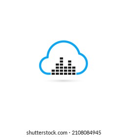Icono de música en nube con líneas de ecualizador de sonido. Aislado sobre fondo blanco. Ilustración vectorial, eps 10.
...