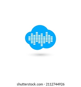 Cloud music icon with sound equalizer lines. Isolated on white background. Vector illustration, eps 10.
