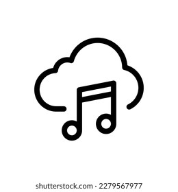 Cloud Music Icon Symbol Black Outline High Quality Vector. EPS10