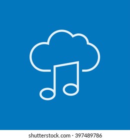 Icono de línea de música en la nube.