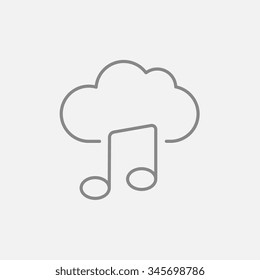 Cloud music line icon for web, mobile and infographics. Vector dark grey icon isolated on light grey background.