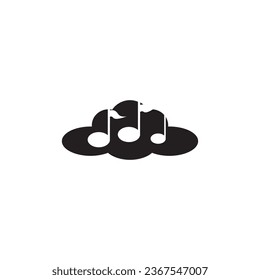 cloud music logo black and white abstract vector design illustration