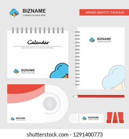 Cloud music  Logo, Calendar Template, CD Cover, Diary and USB Brand Stationary Package Design Vector Template