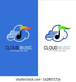 Cloud music logo, Music logo in the form of clouds in its musical notes makes this logo. unique, modern.