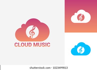 Cloud Music Logo Template Design Vector, Emblem, Design Concept, Creative Symbol, Icon