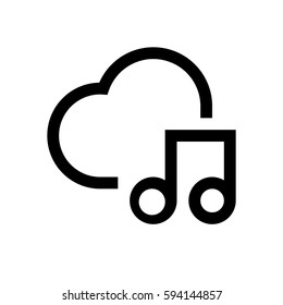 Cloud music mini line, icon, background and graphic. The icon is black and white, linear  flat, vector, pixel perfect, minimal, suitable for web and print. 