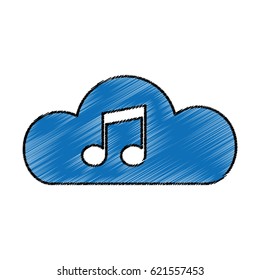 cloud with music note isolated icon