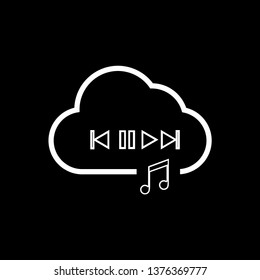 Cloud and music sign. Rewind, pause, play sign