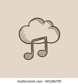 Cloud music sketch icon.