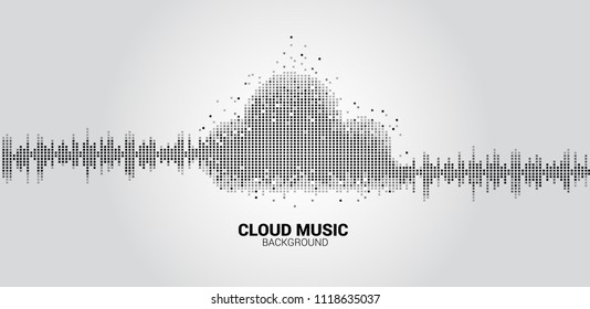Conceito de tecnologia de som e música em nuvem: onda de equalizador de pixel como forma de nuvem